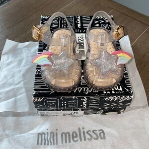 Mini Melissa Silver Star Fisherman Shoes- Size 5